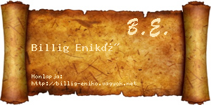 Billig Enikő névjegykártya